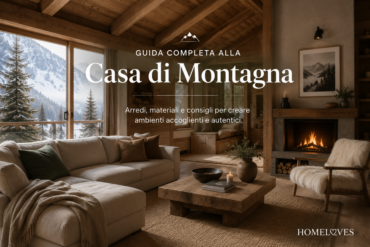 Casa di montagna in stile alpino contemporaneo con vista sulle Dolomiti, legno naturale, tessili HomeLoves e atmosfera calda e accogliente