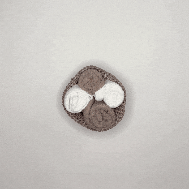 Lot panier de 4 débarbouillettes au crochet Daunex