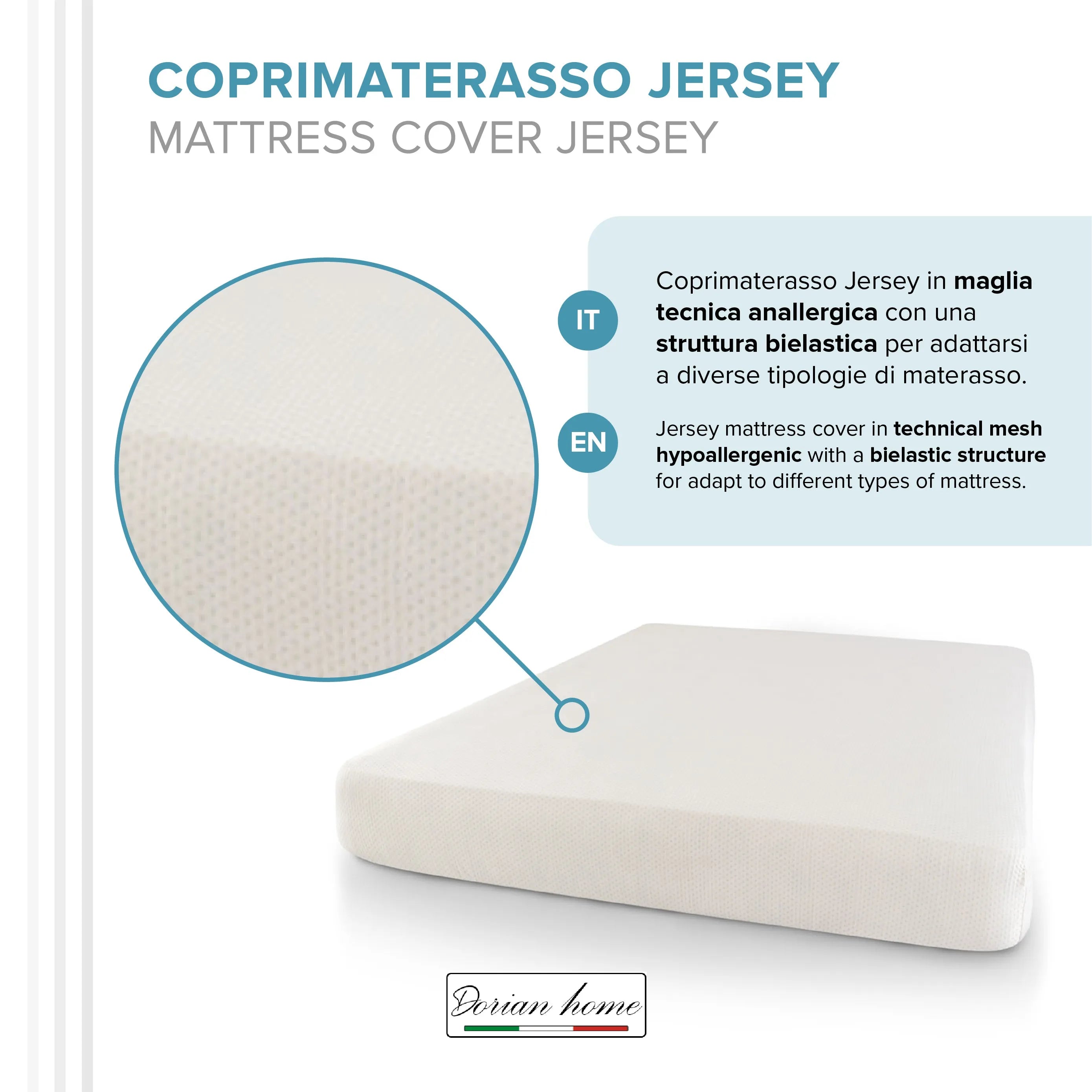 Coprimaterasso Jersey protective impermeabile, dorian home - Home Loves