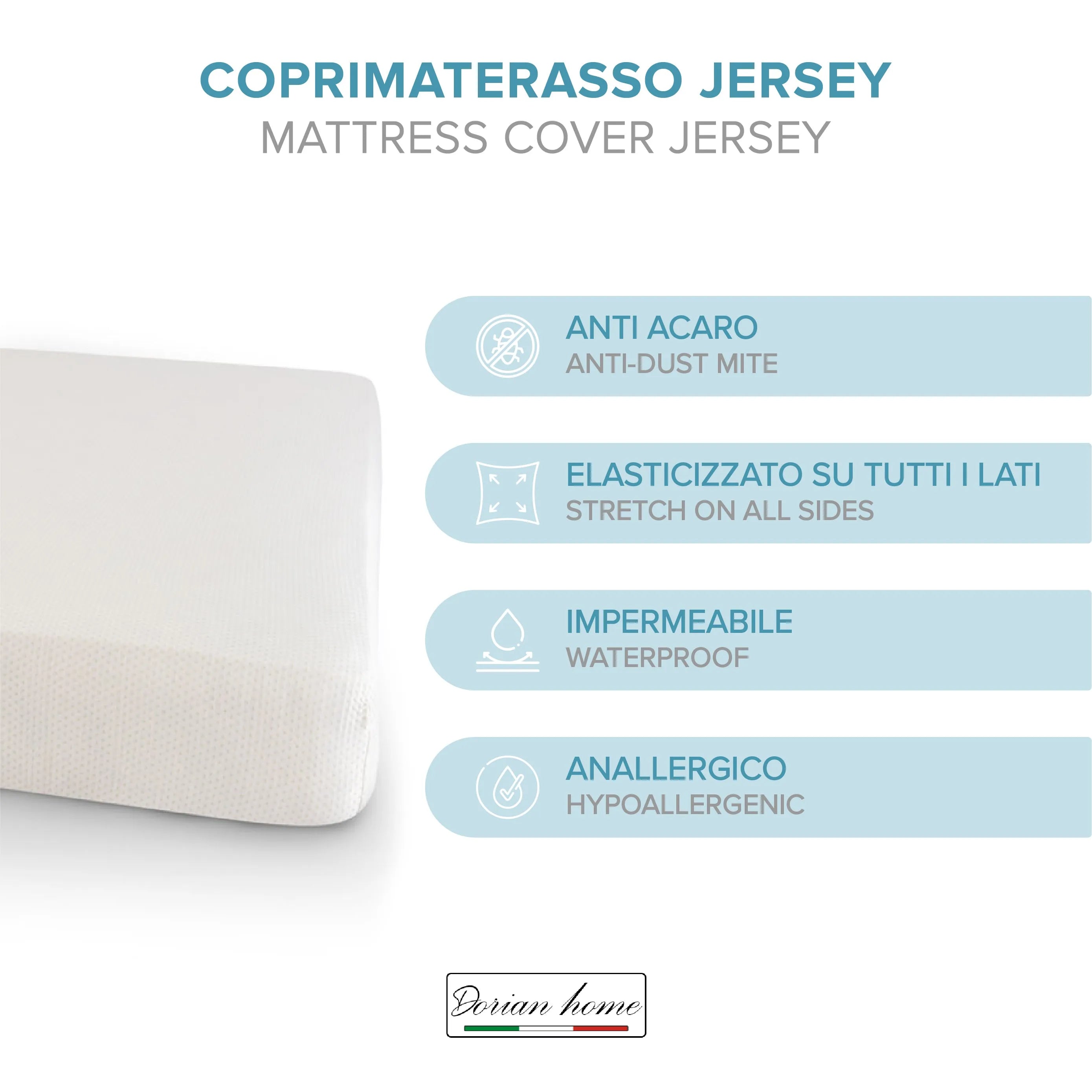 Coprimaterasso Jersey protective impermeabile, dorian home - Home Loves