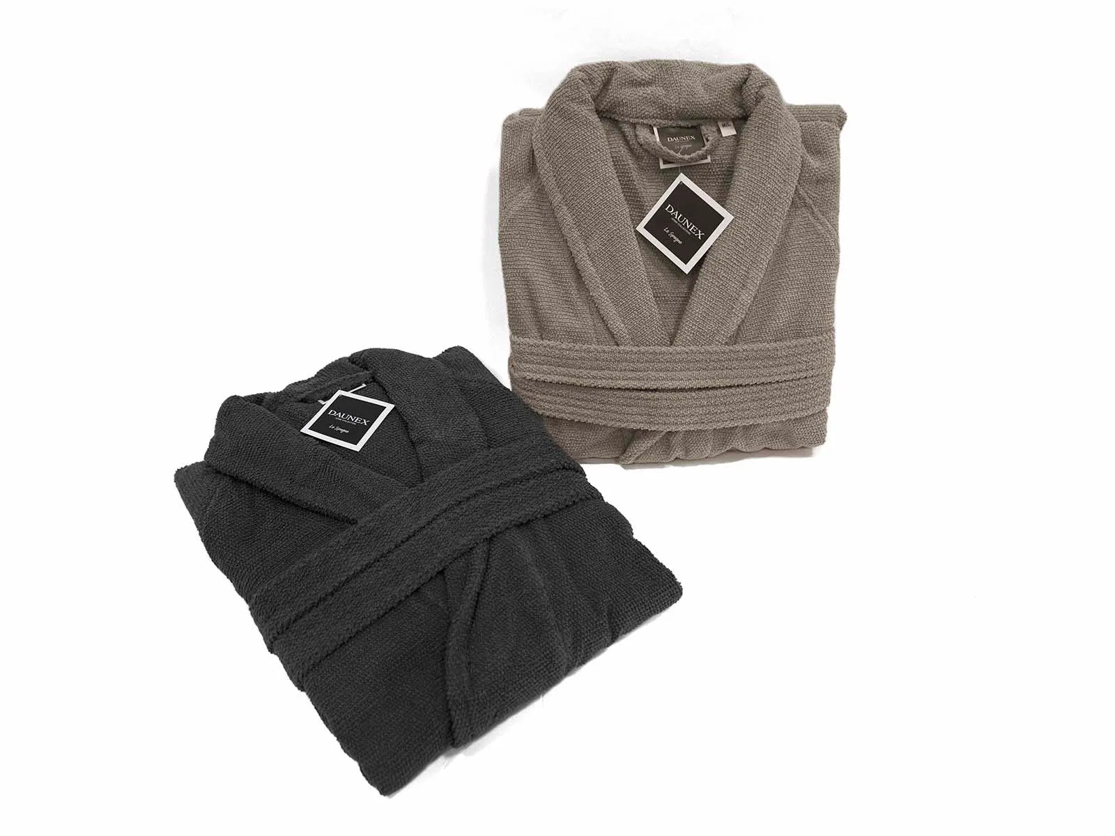 Accappatoio in spugna di puro cotone con collo a scialle, rice - Home Loves