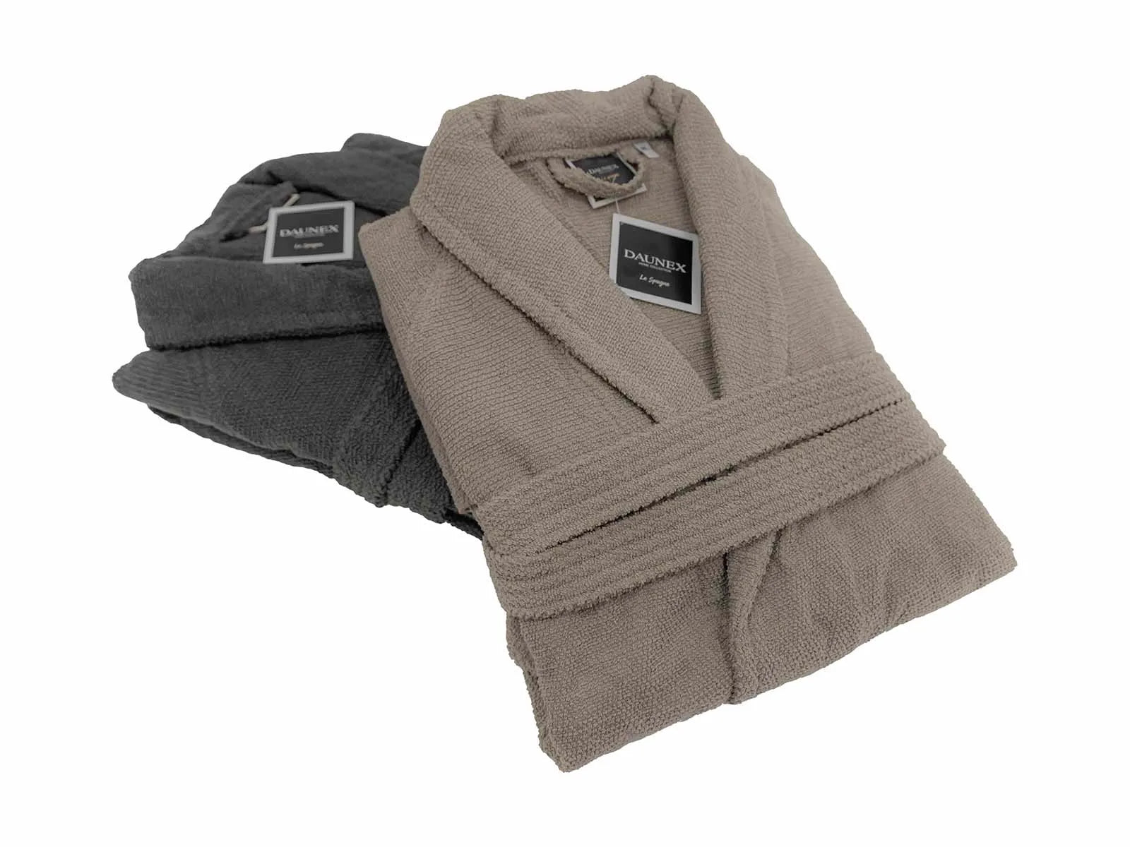 Accappatoio in spugna di puro cotone con collo a scialle, rice - Home Loves