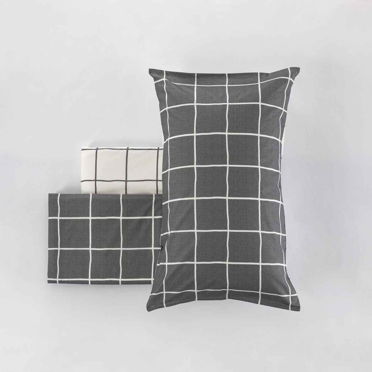 Completo Lenzuola Milk Quadri colore antracite