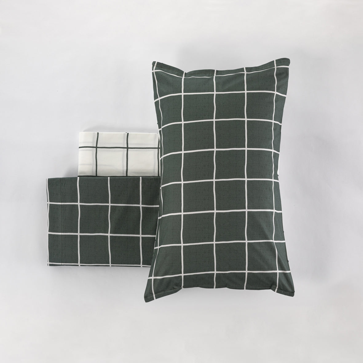 Completo Lenzuola Milk Quadri colore verde