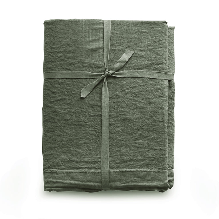 Completo Lenzuola in Lino Loft 49 colore verde scuro