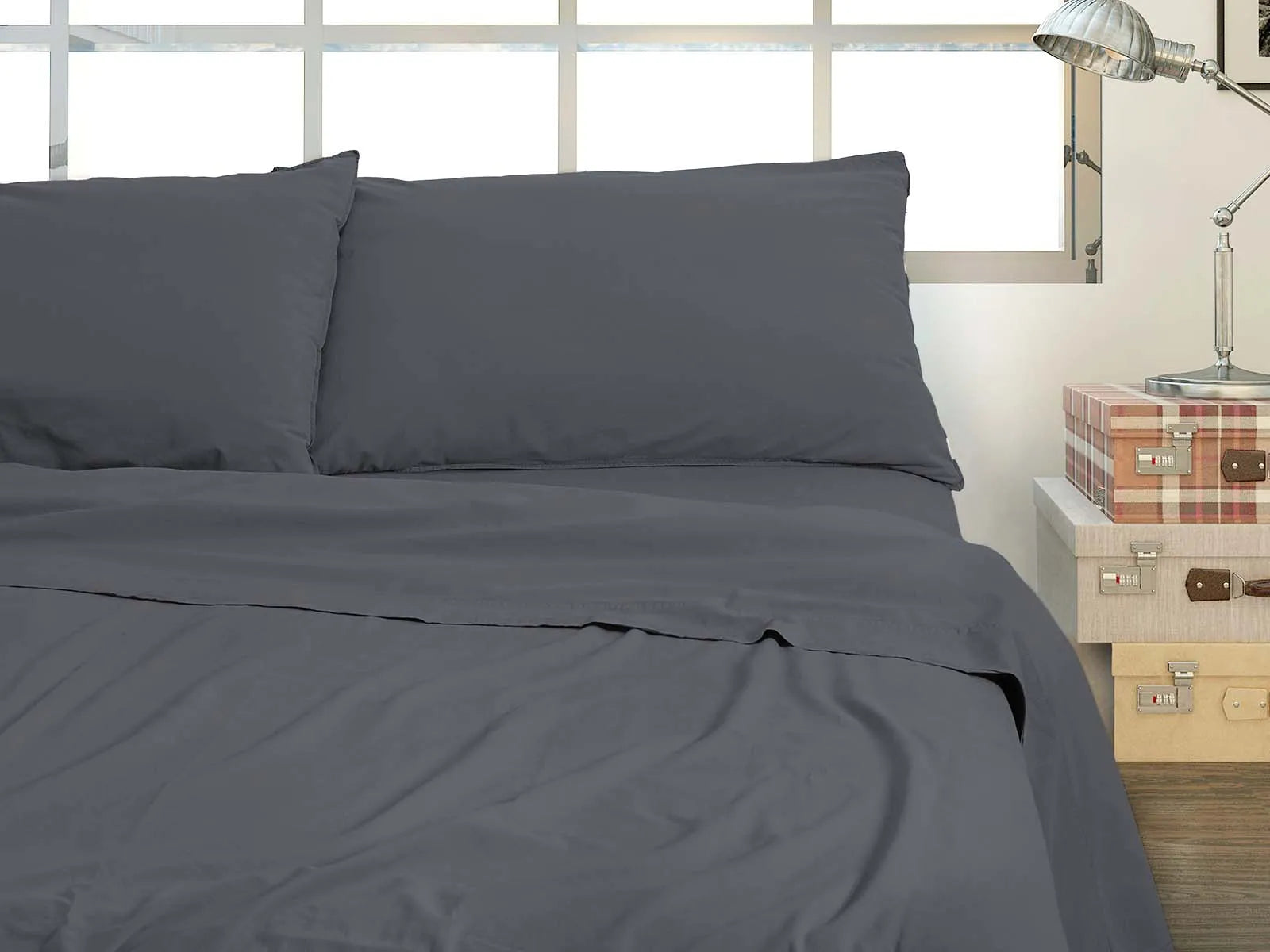 Completo Lenzuola no stiro Daunex - Fresh Cotton colore antracite