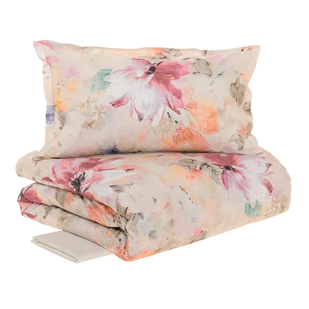 Completo copripiumino matrimoniale radici, fiore colore rosa - Home Loves