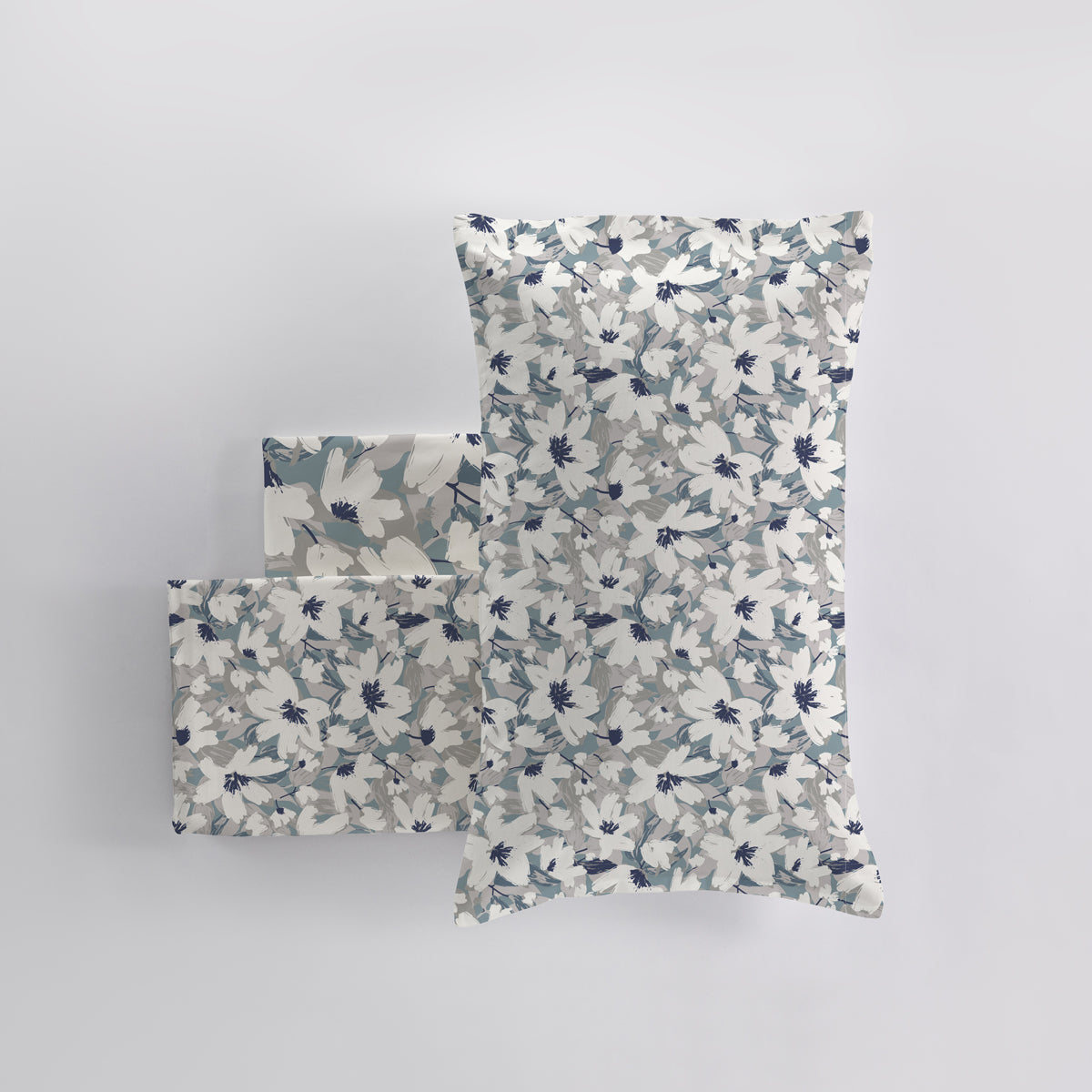 Completo lenzuola Althea dettaglio federe il lenzuolo con angoli e il lenzuolo sopra colore metal blue
