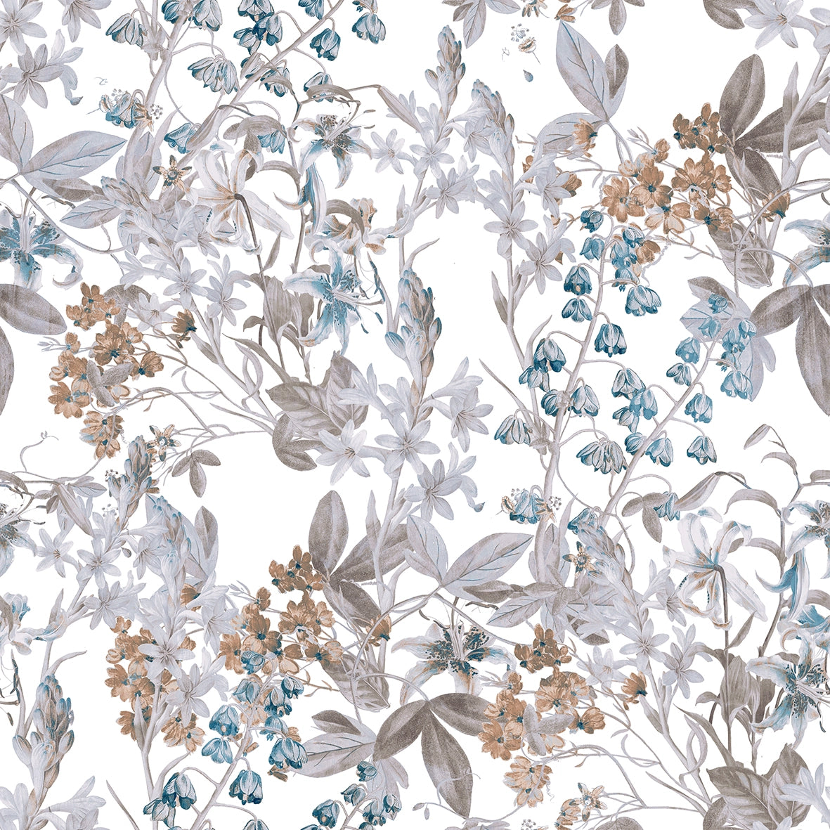 Completo lenzuola in Flanella Floreale dettaglio fantasia colore azzurro