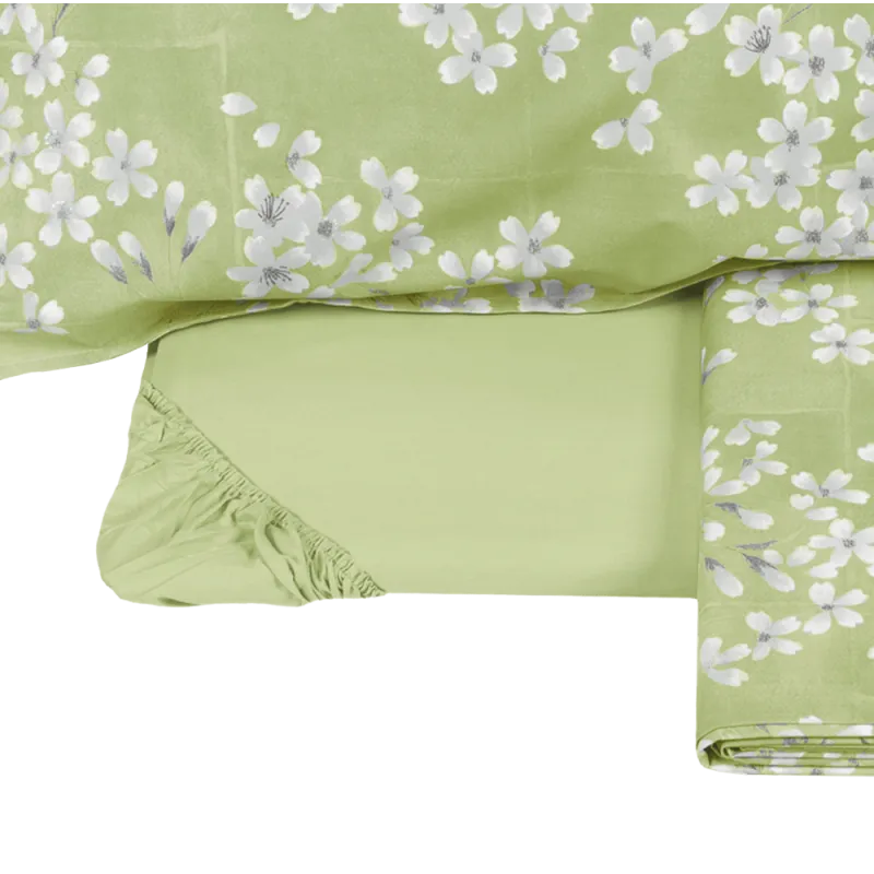 Completo lenzuola in percalle, Kimono colore margarita detaglio