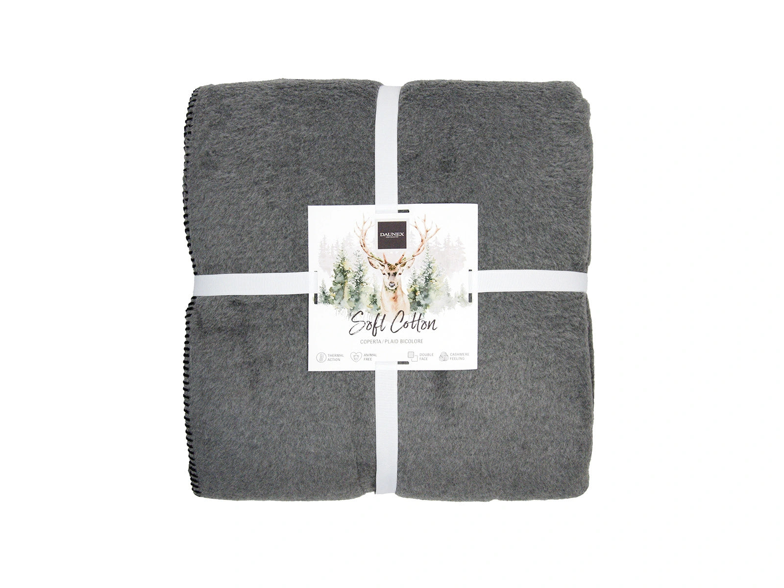 Coperta Softcotton Bicolor Double Face antracite ghiaccio fronte