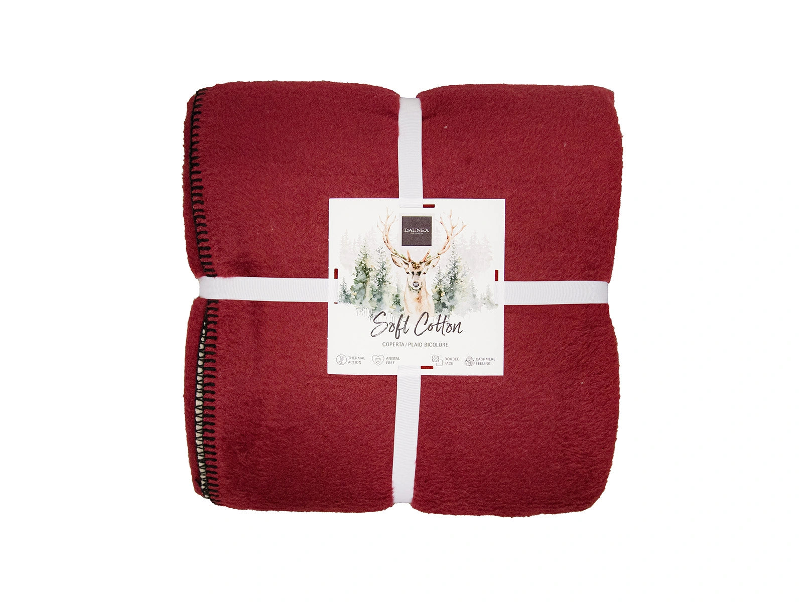 Coperta Softcotton Bicolor Double Face granata corda fronte