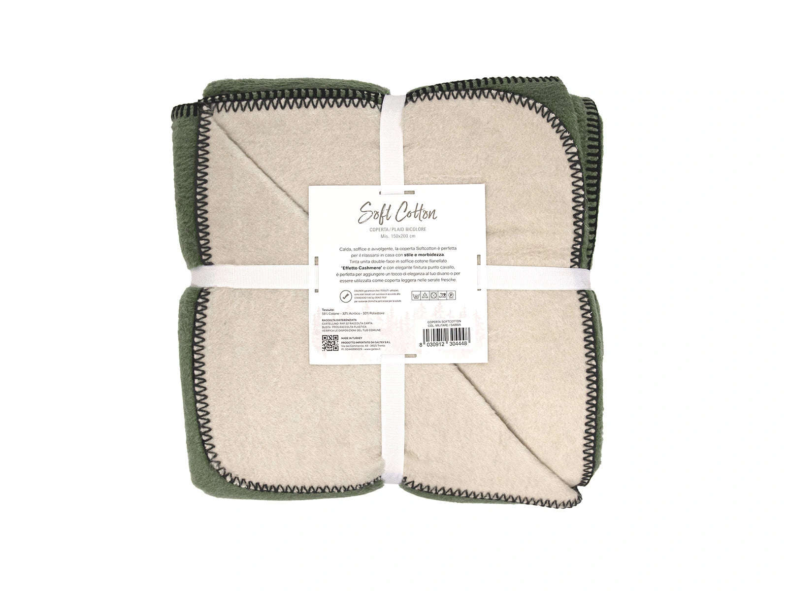 Coperta Softcotton Bicolor Double Face militare sabbia retro