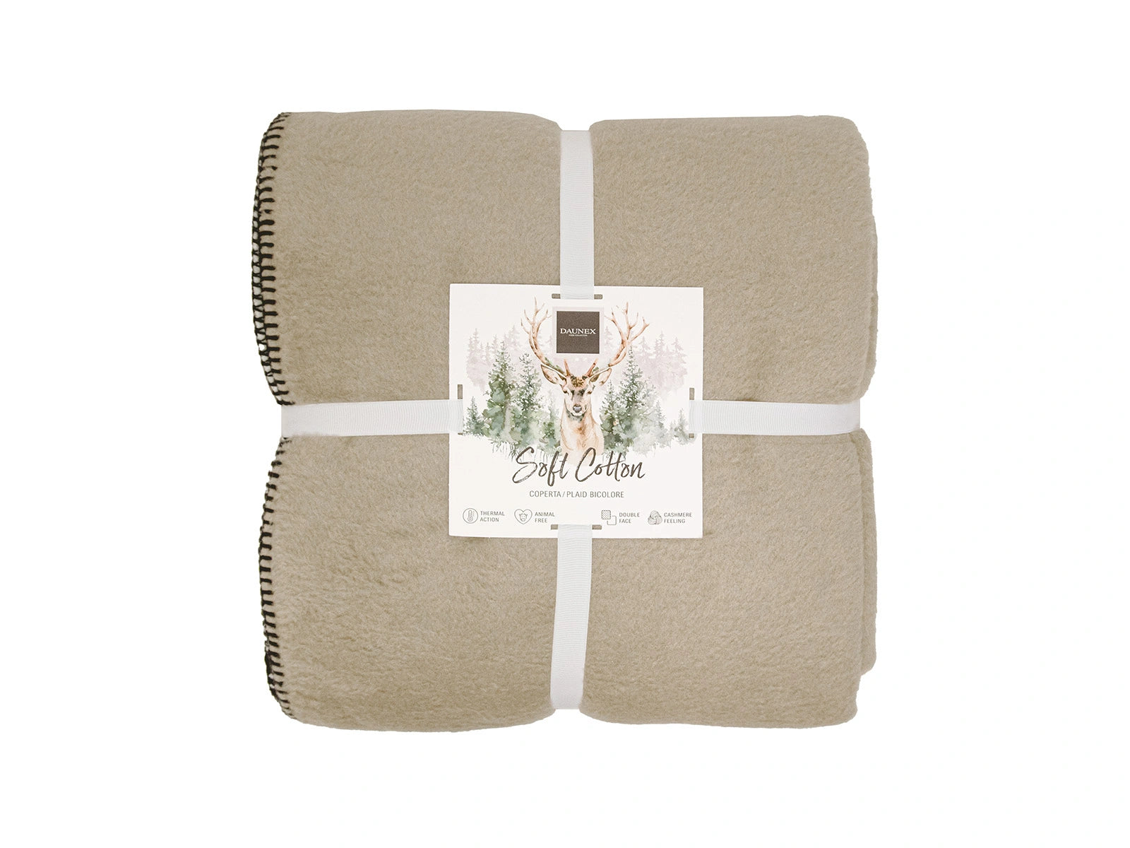 Coperta Softcotton Bicolor Double Face tortora panna fronte