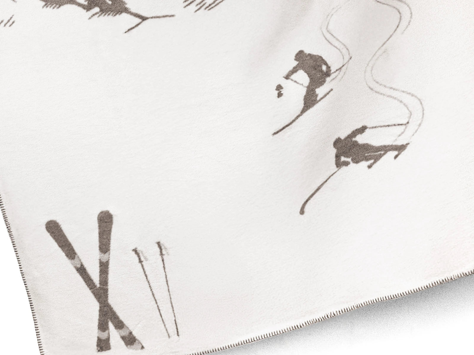 Coperta Softcotton Sciatori Calore e Montagna dettaglio tessuto colore tortora