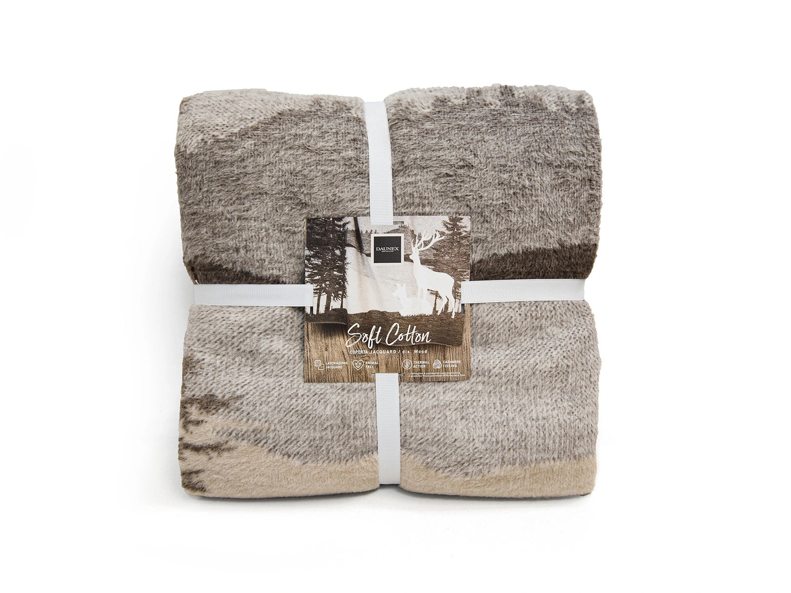 Coperta Softcotton Wood coperta piegata colore tortora