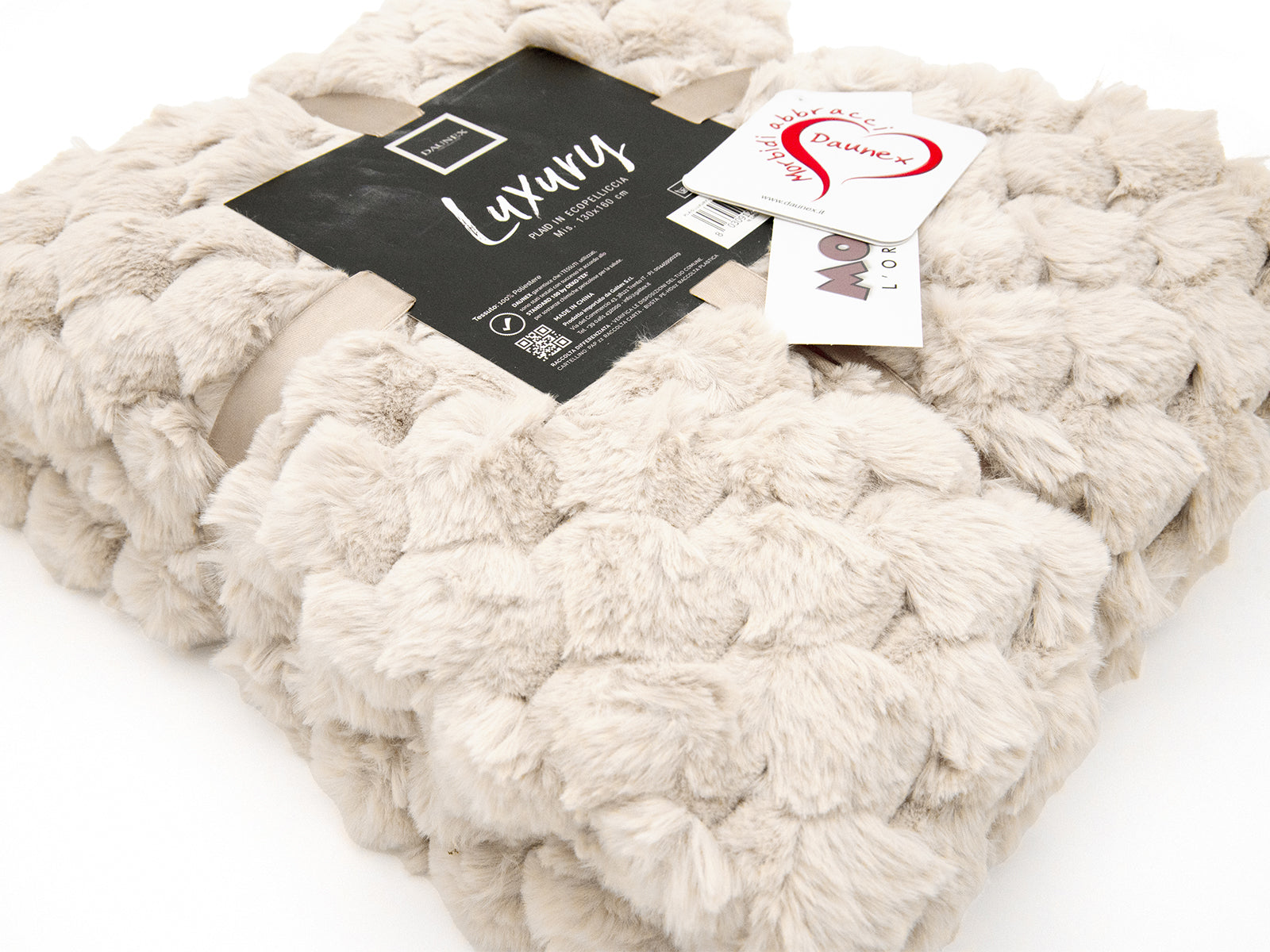 Coperta luxury colore tortora dettaglio