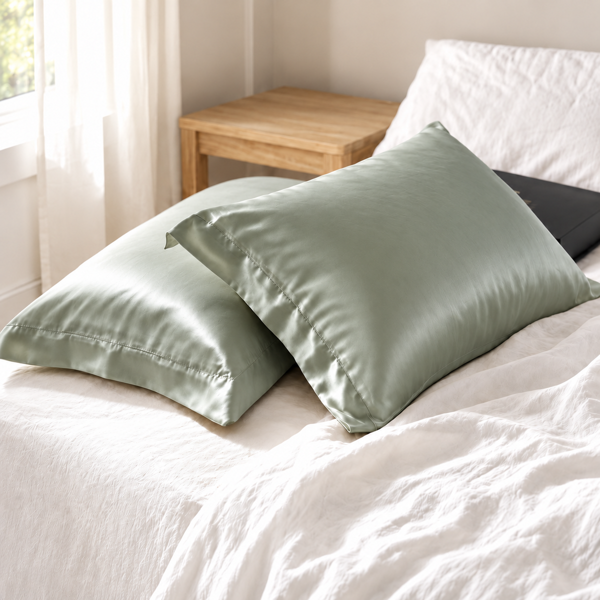 Coppia Federe in Bamboo Pure verde oliva