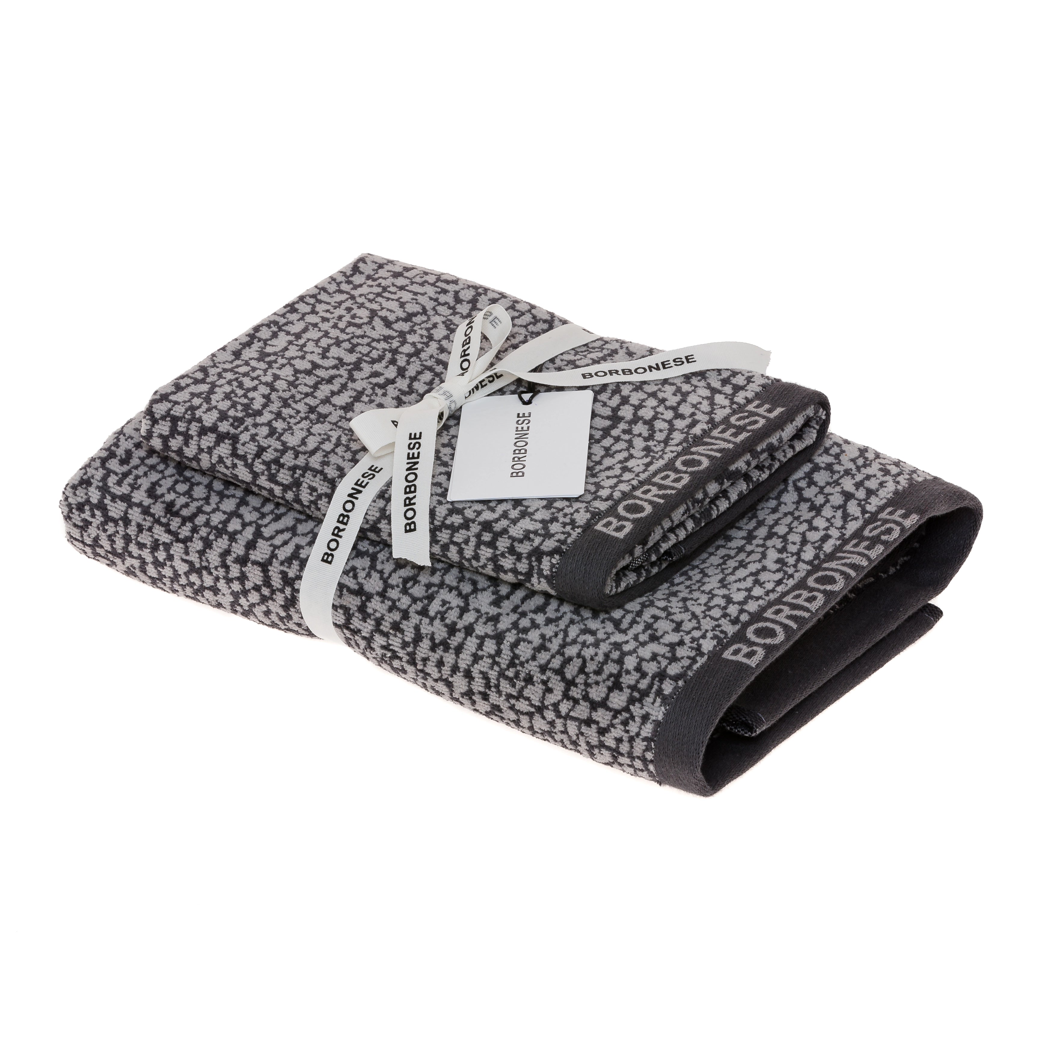 Coppia asciugamani Twist op Borbonese colore grigio ferro