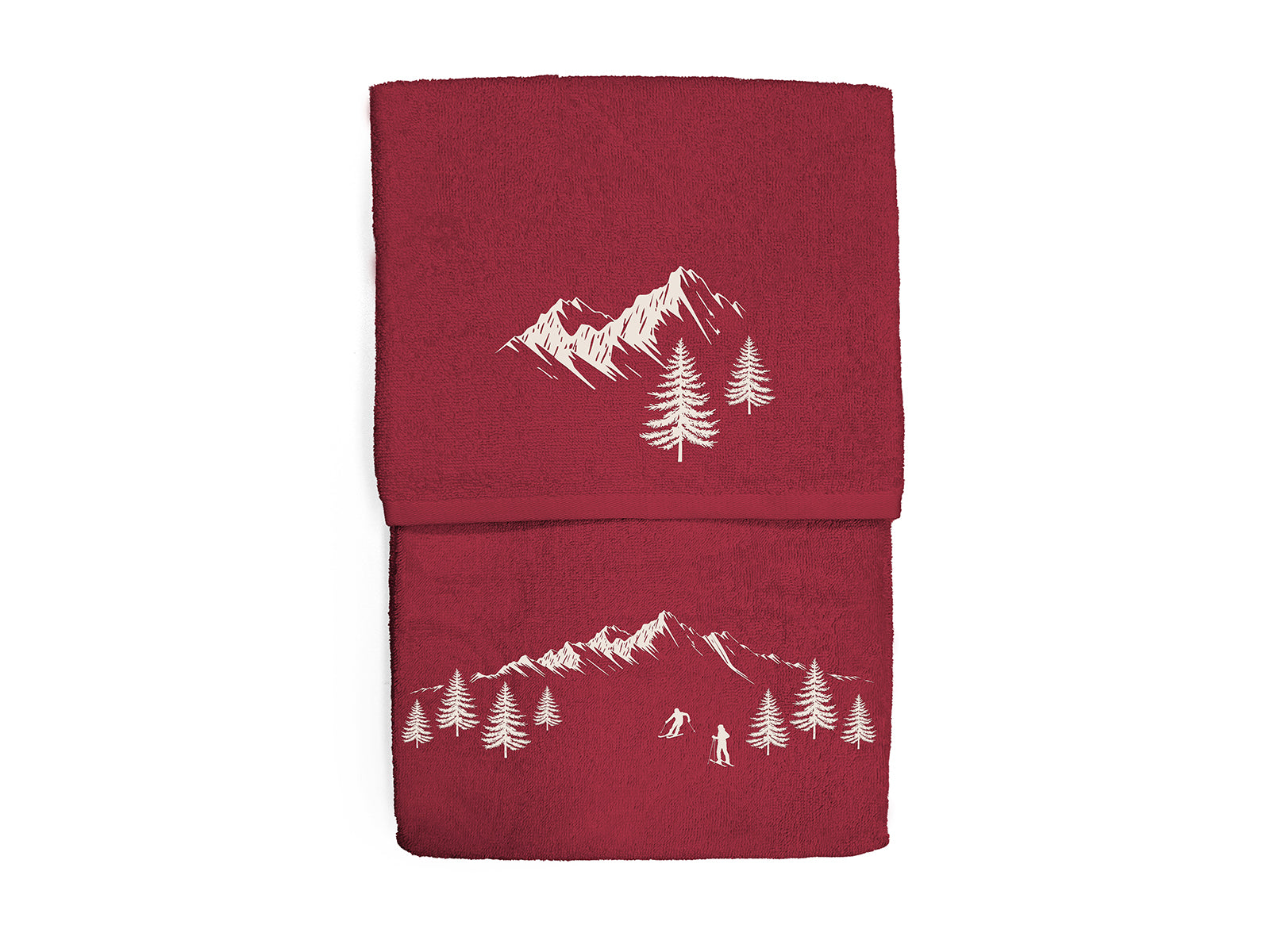 Coppia di Asciugamani Ricamati Nordico colore bordeaux