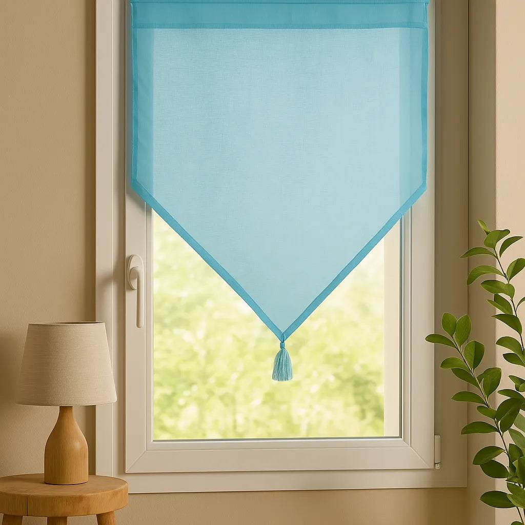 Coppia di tende a vetro monna misura 60 x 120 cm colore celadon