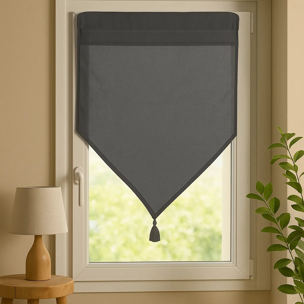 Coppia di tende a vetro monna misura 60 x 90 cm colore antracite