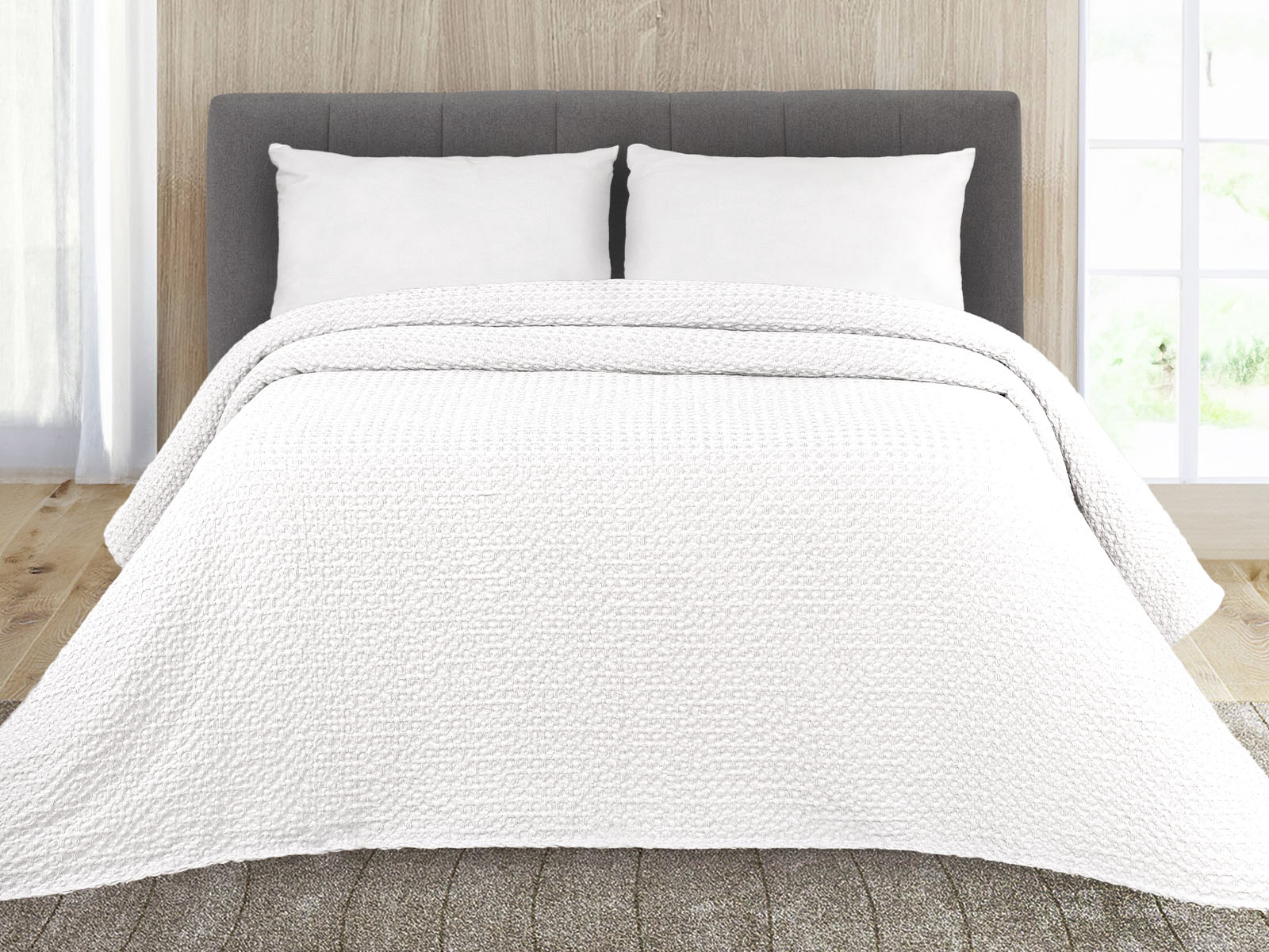 Copriletto Perugino Stone Washed colore bianco