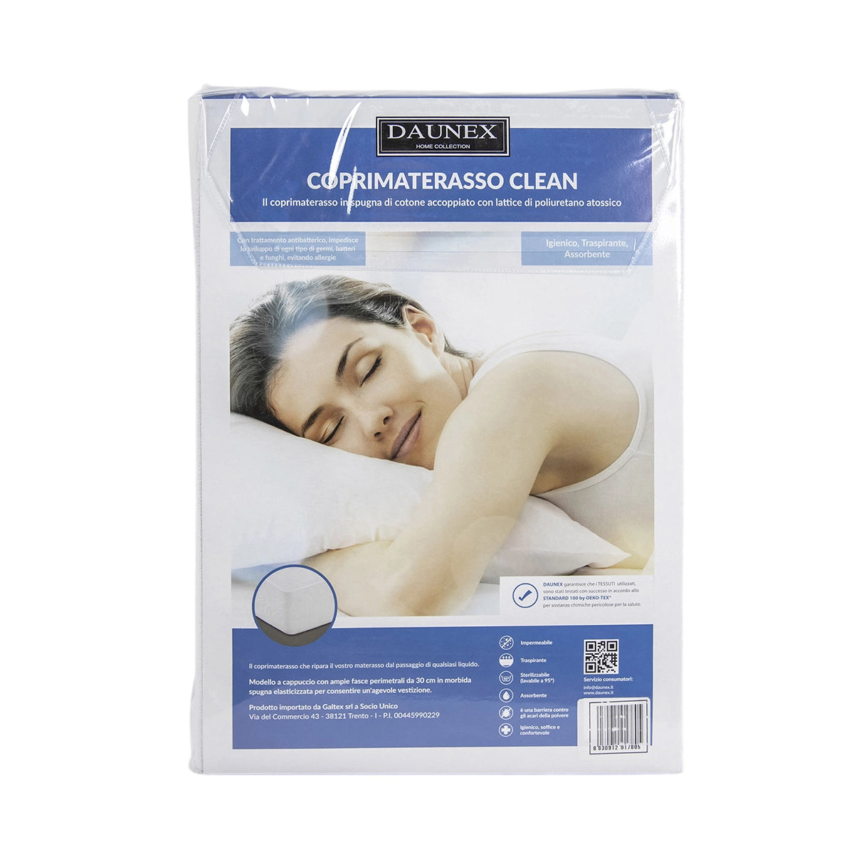 Coprimaterasso clean Daunex impermeabile lavabile a 95 gradi fronte