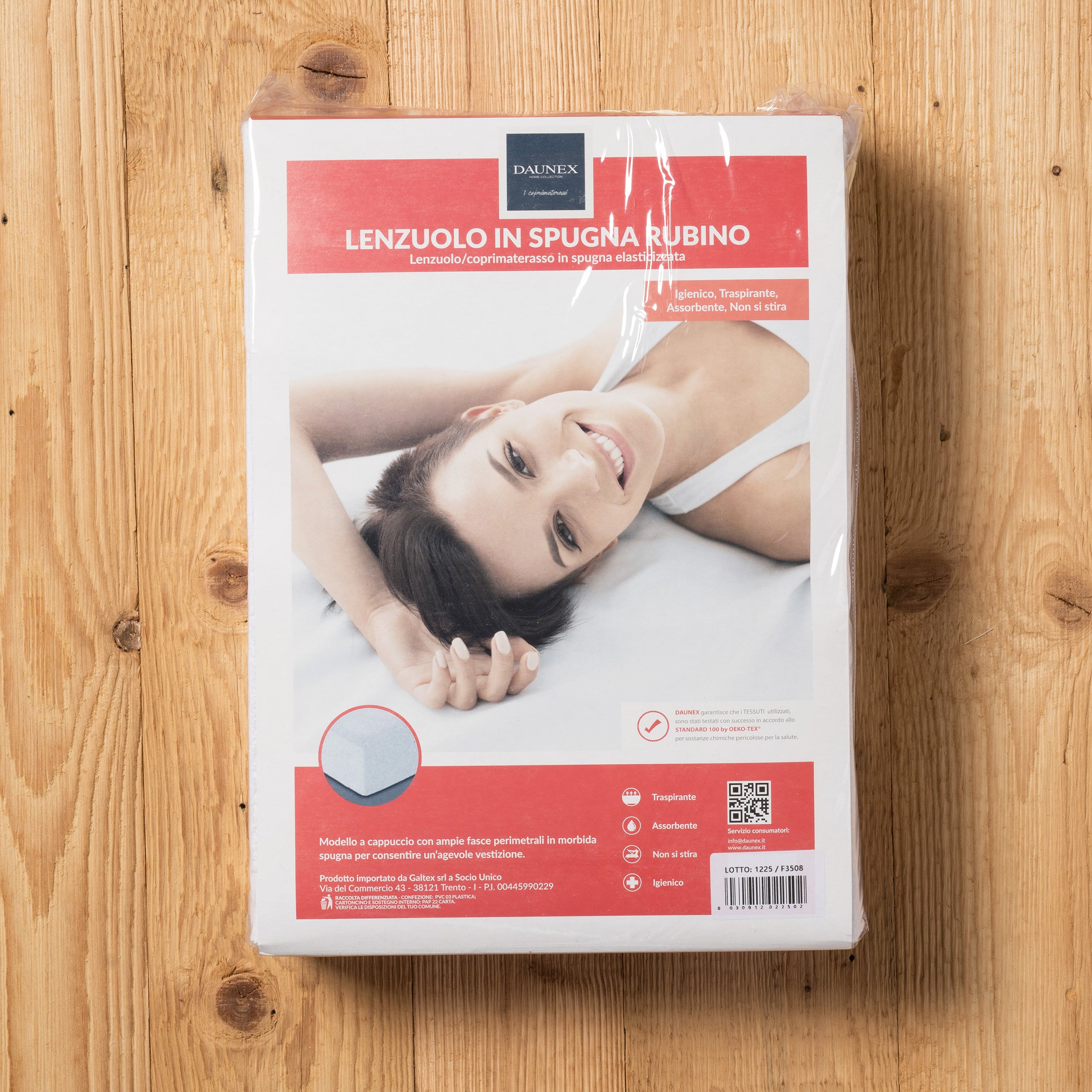 Coprimaterasso in spugna rubino Daunex busta fronte