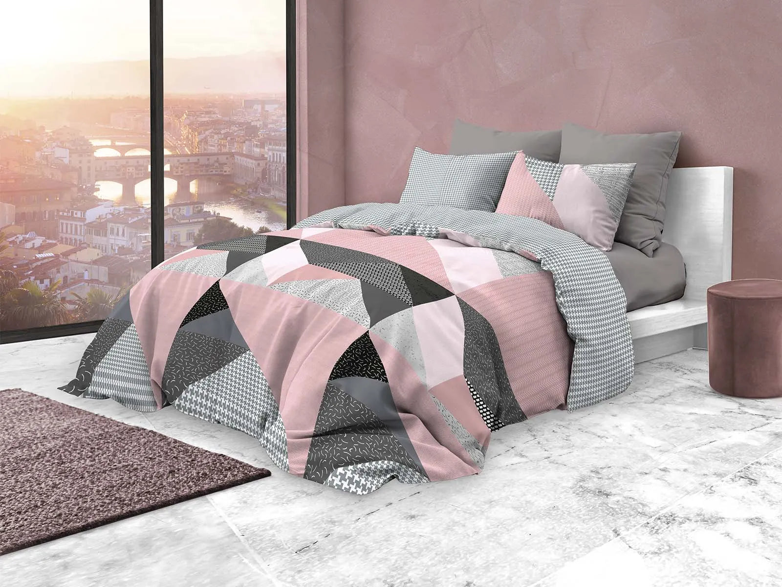 Parure copripiumino infinity in puro cotone Daunex, Astratto - Home Loves