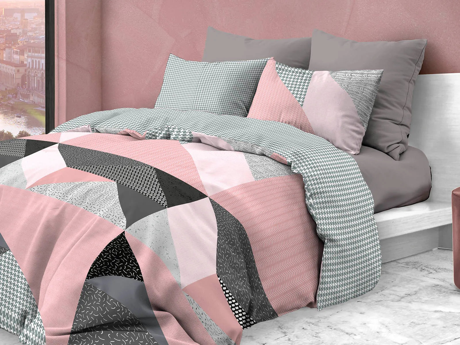 Parure copripiumino infinity in puro cotone Daunex, Astratto - Home Loves