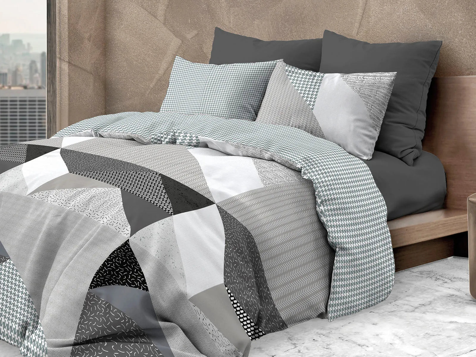 Parure copripiumino infinity in puro cotone Daunex, Astratto - Home Loves