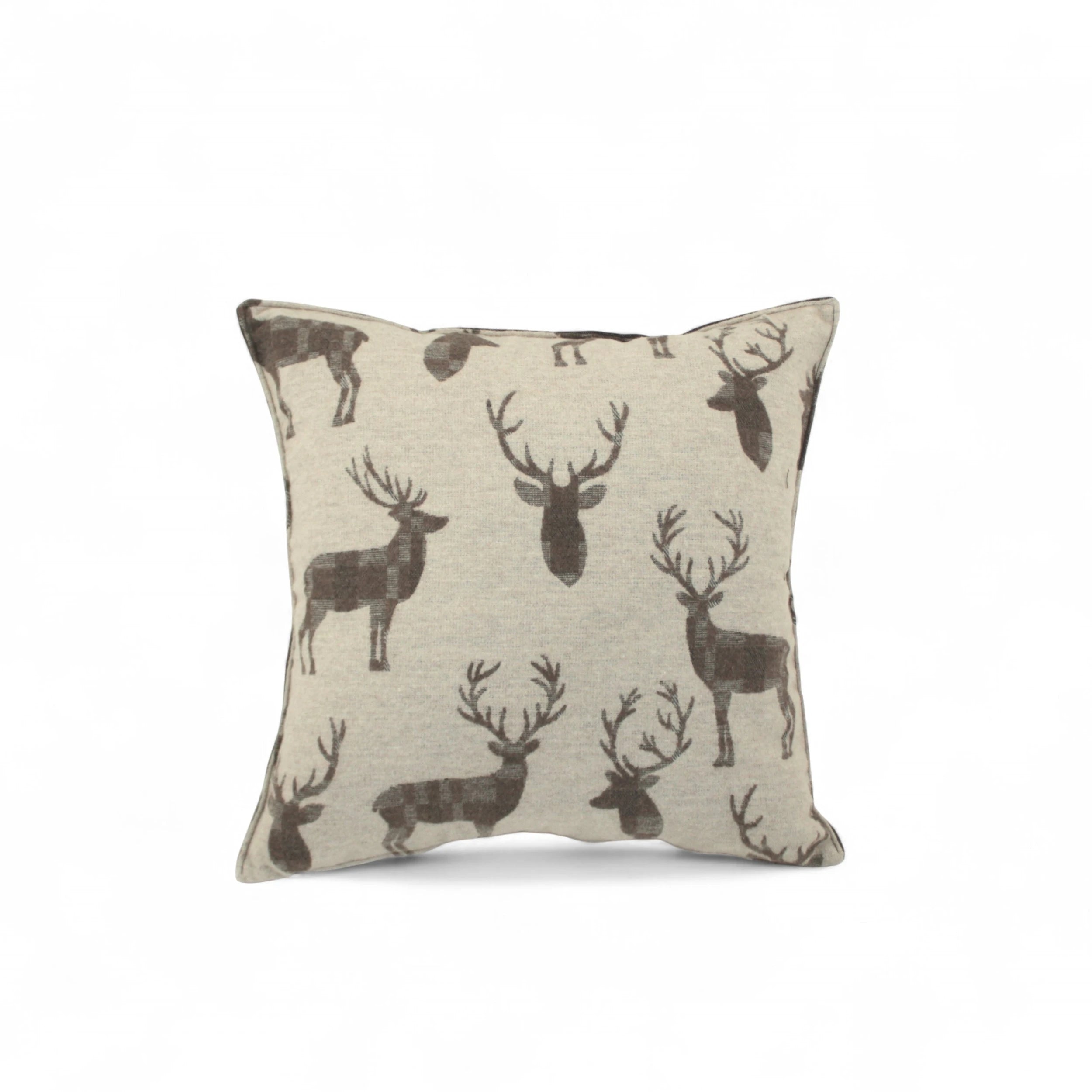 Cuscino Cervo Wool colore marrone frontale