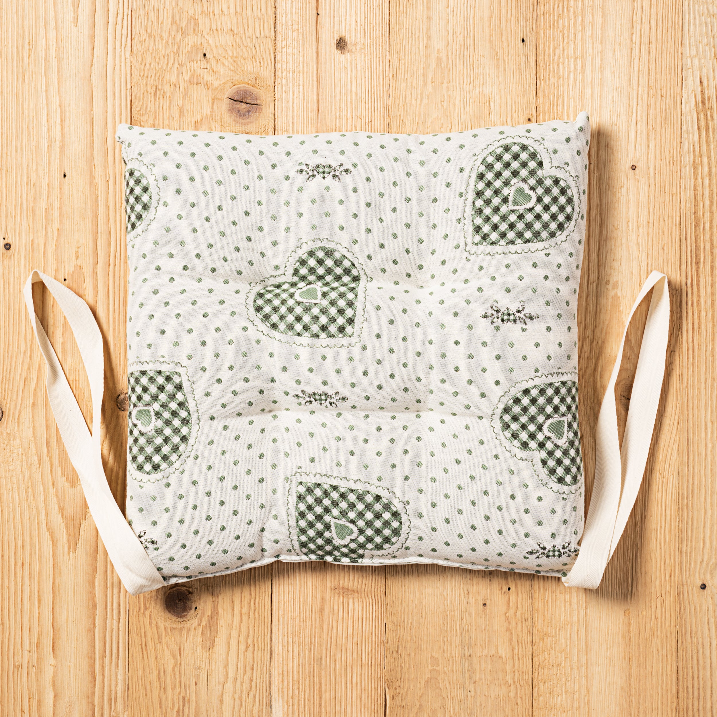 Cuscino trapuntino montmartre Daunex misura 40 x 40 cm colore verde fronte