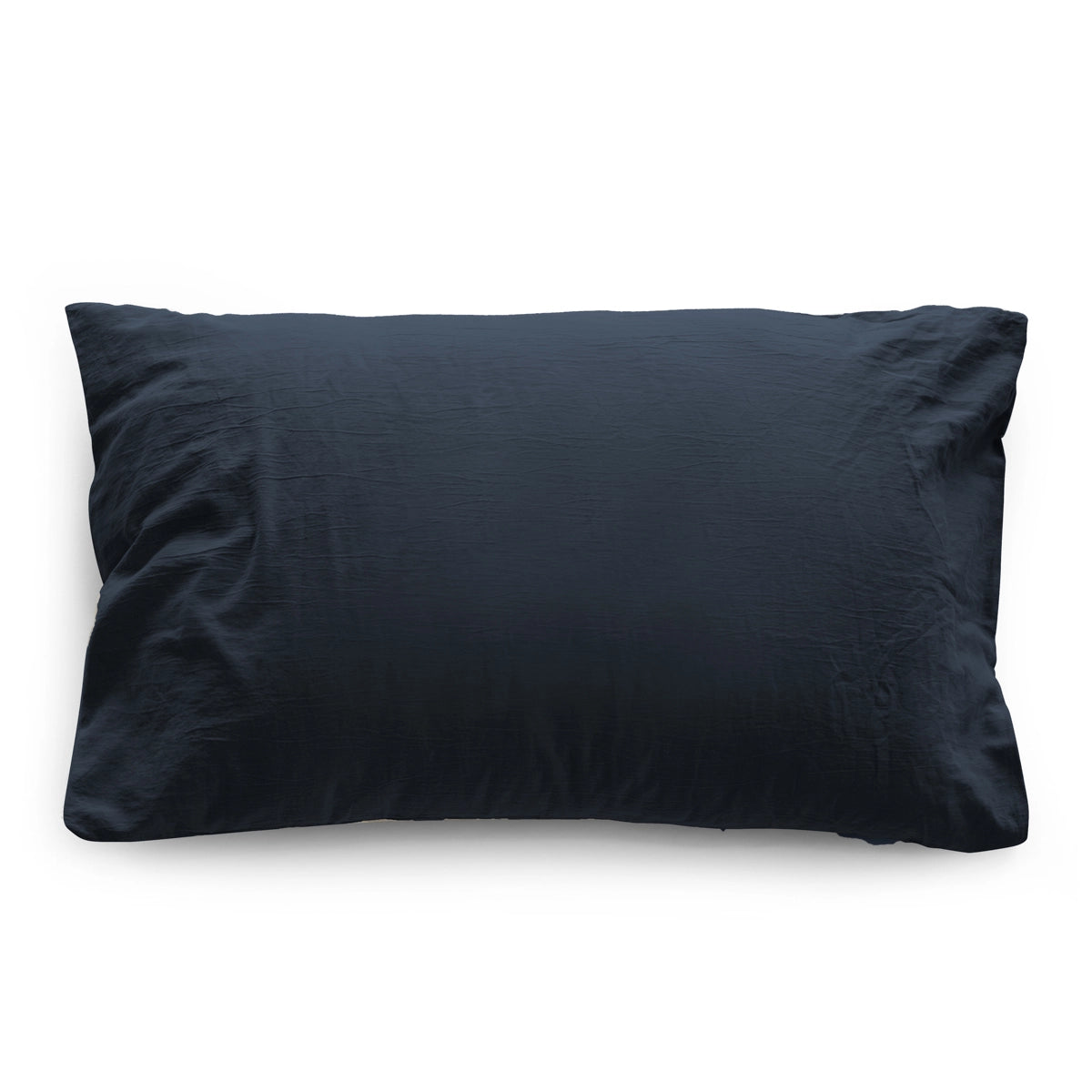 Federa in raso di puro cotone stone-washed effetto no stiro, block 58 colore blu-notte frontale