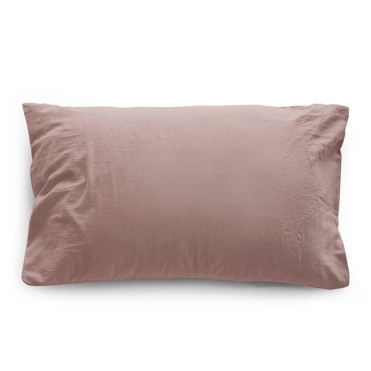 Federa in raso di puro cotone stone-washed effetto no stiro, block 58 colore rosa-polvere frontale