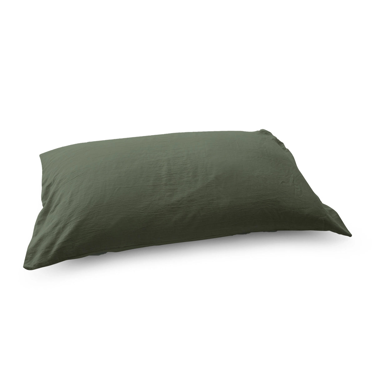 Federa in raso di puro cotone stone-washed effetto no stiro, block 58 colore verde-cedro