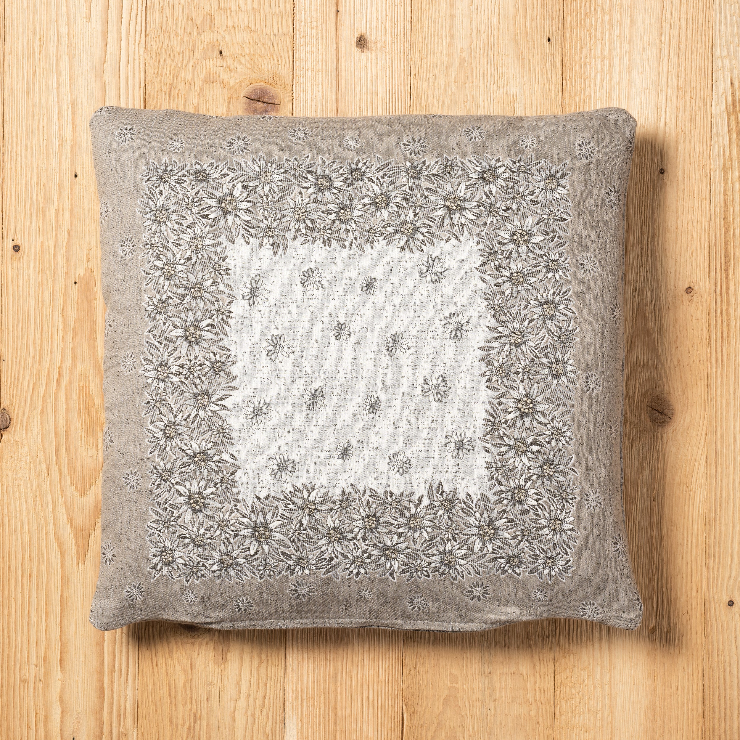 Fodera cuscino Alpiflora double-face misura 45 x 45 cm colore beige fronte