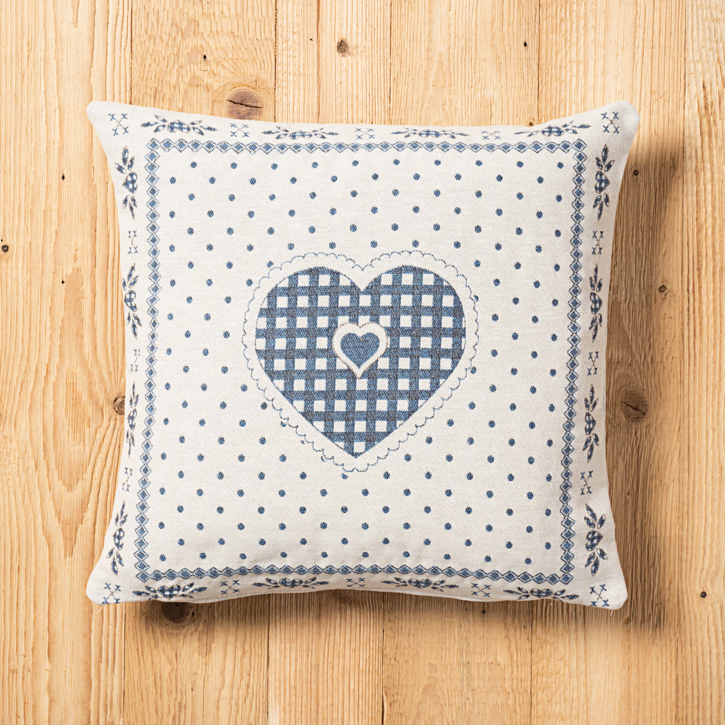 Fodera cuscino Montmartre double-face misura 45 x 45 cm colore blu retro