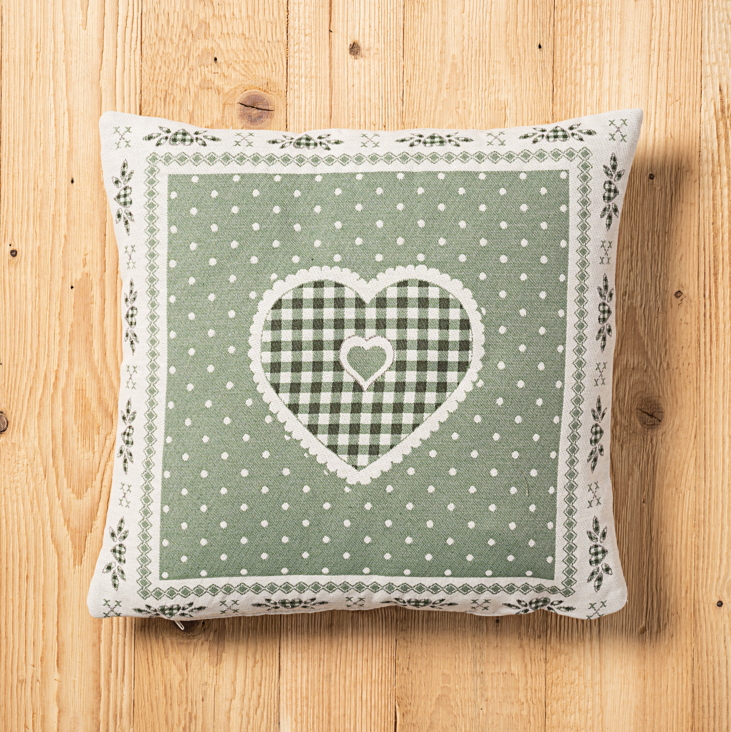 Fodera cuscino Montmartre double-face misura 45 x 45 cm colore verde fronte