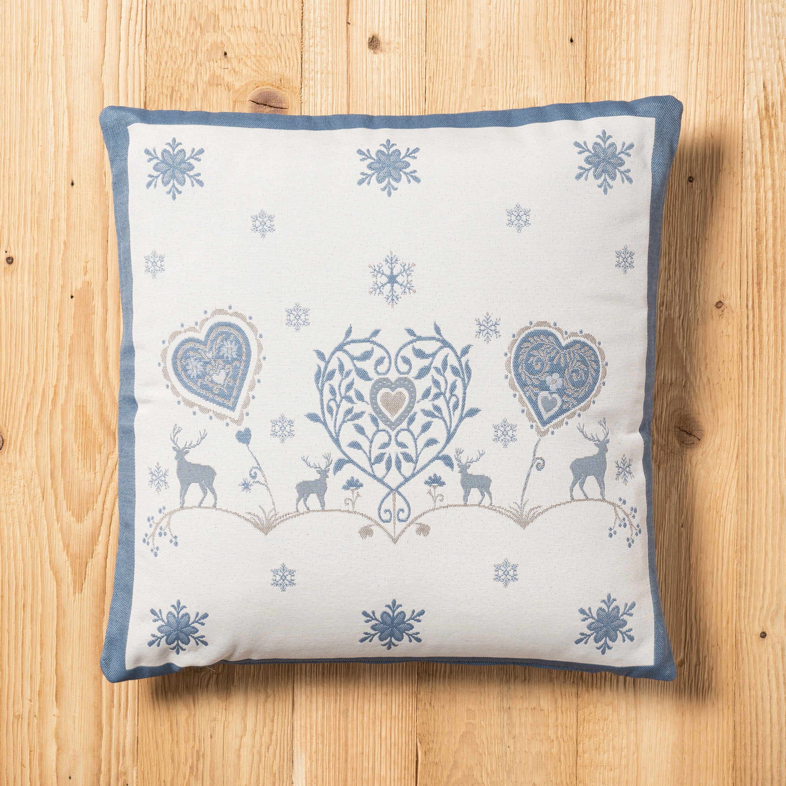 Fodera cuscino Val di Fassa double-face misura 45 x 45 cm colore blu fronte