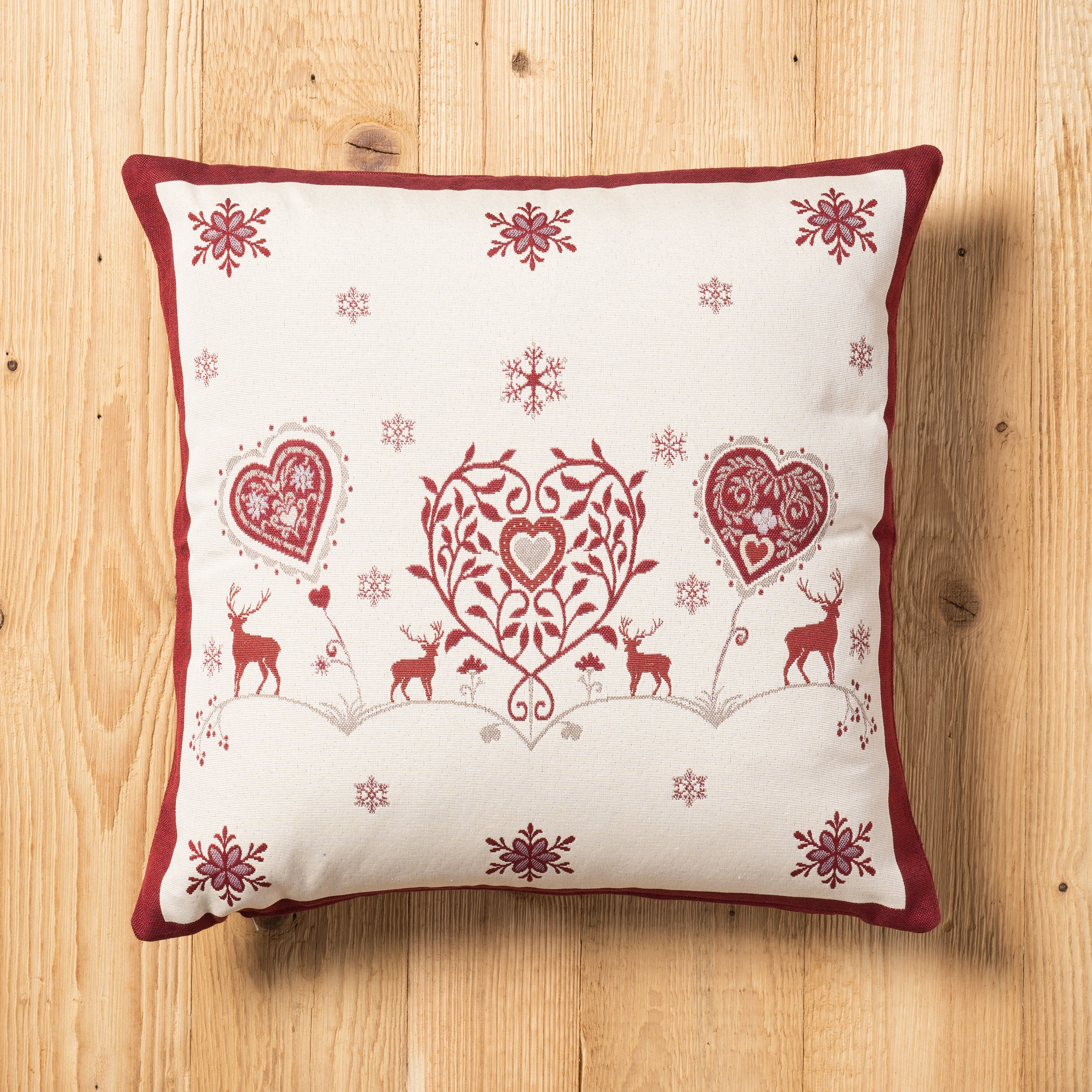 Fodera cuscino Val di Fassa double-face misura 45 x 45 cm colore rosso retro