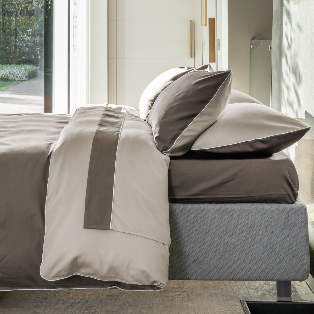 Doppelbettlaken-Set aus reinem Baumwollsatin, Satin-Finesse