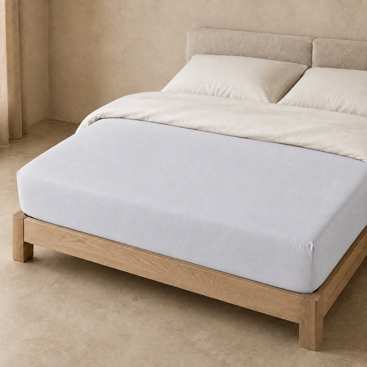 Lenzuolo con angoli in percalle Aura silver grey