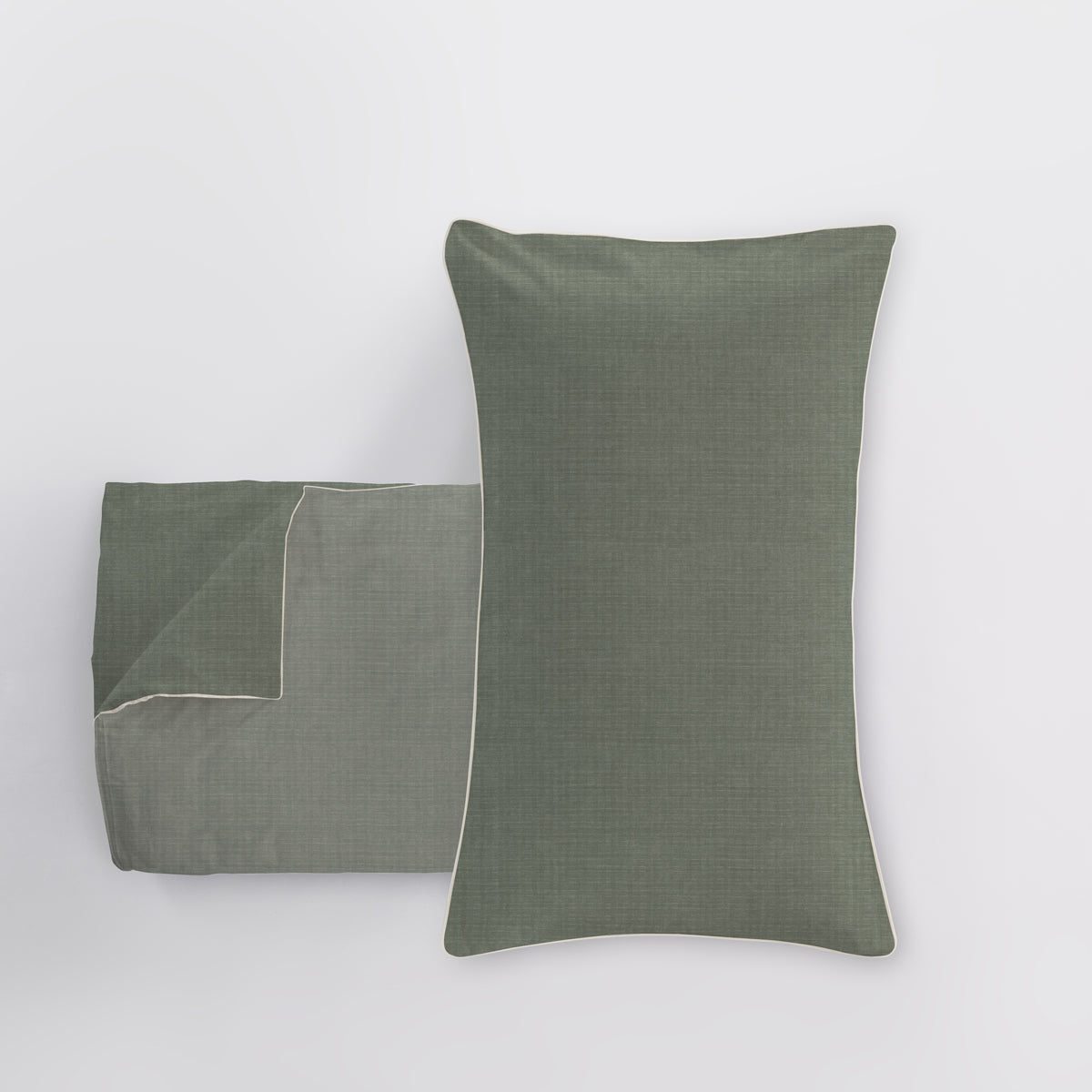 Parure Copripiumino Matrimoniale in Raso Mikado colore verde cedro