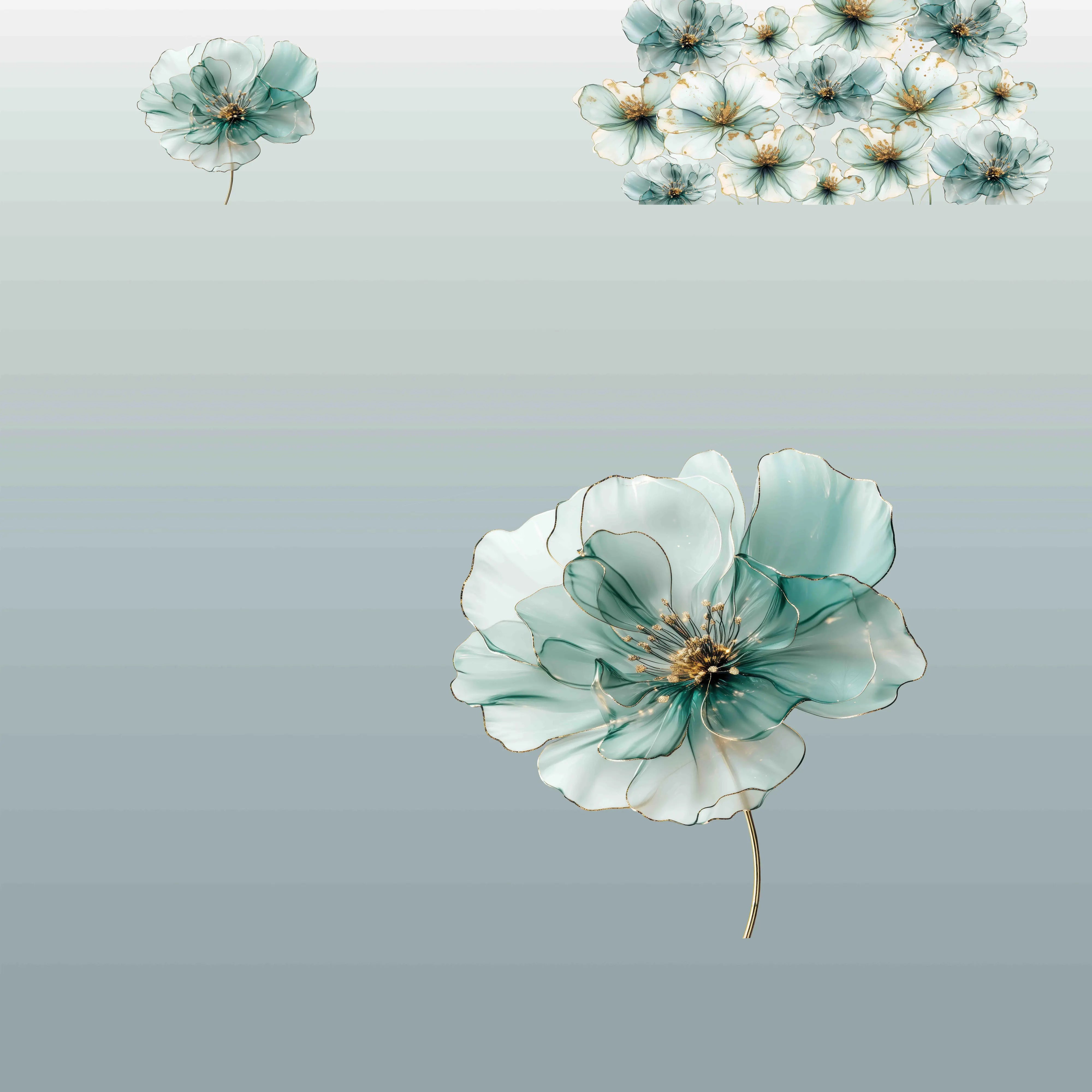 Parure Copripiumino Stampa Digitale Flower-Power Fiore di Giada dettaglio fantasia