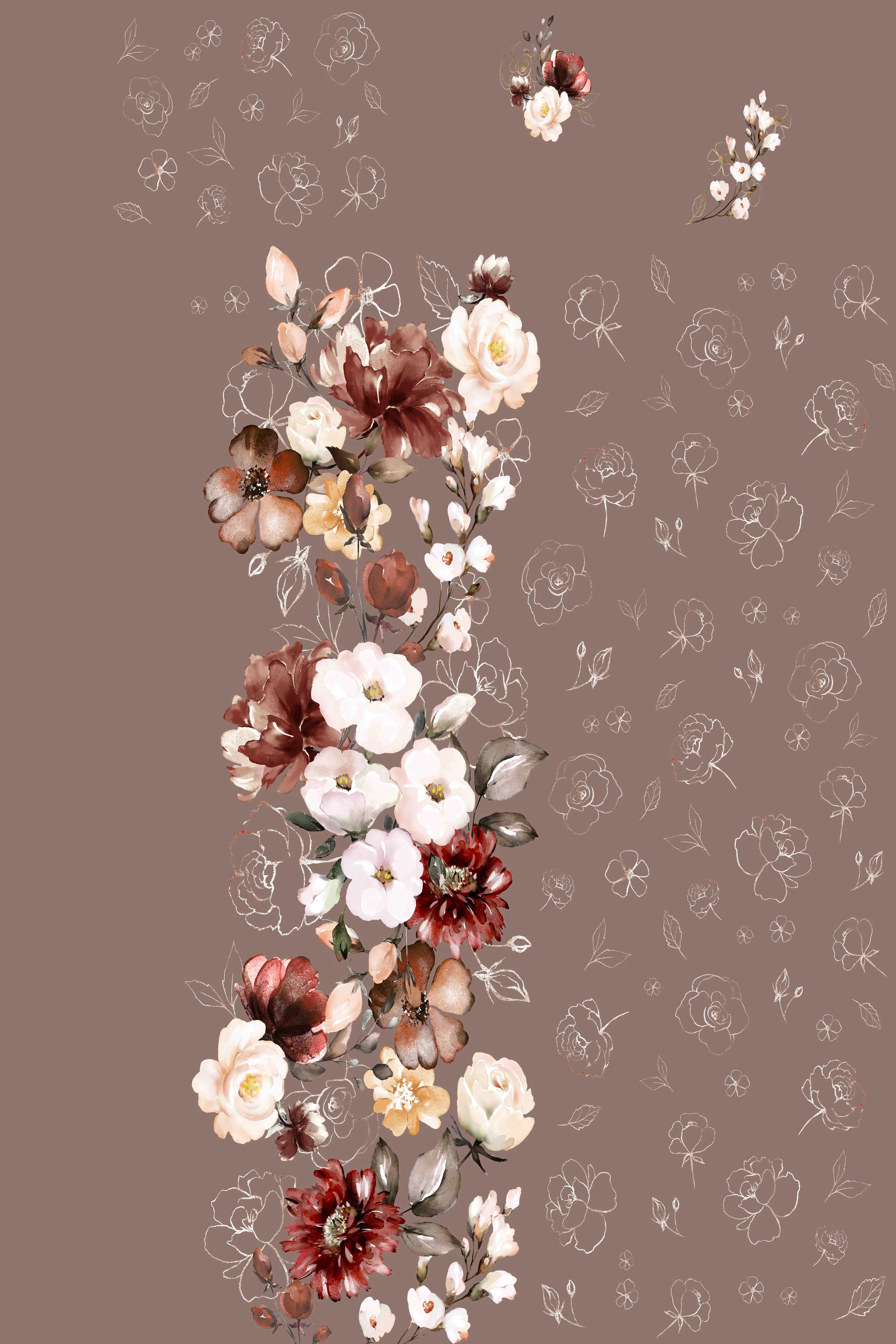Parure Copripiumino Stampa Digitale Flower-Power Fiori d’Autunno dettaglio fantasia