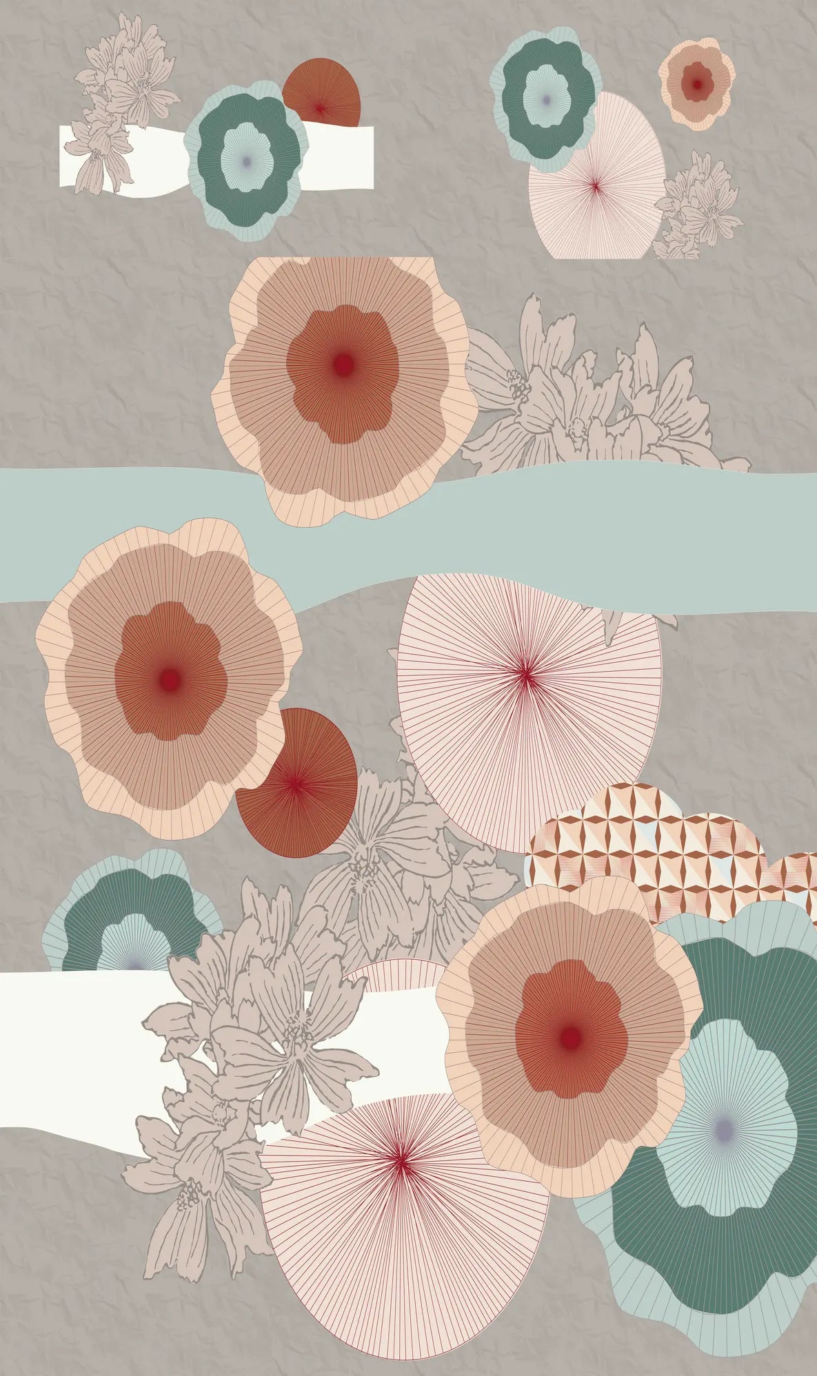 Parure Copripiumino Stampa Digitale Flower-Power Fiori di Vento dettaglio disegno
