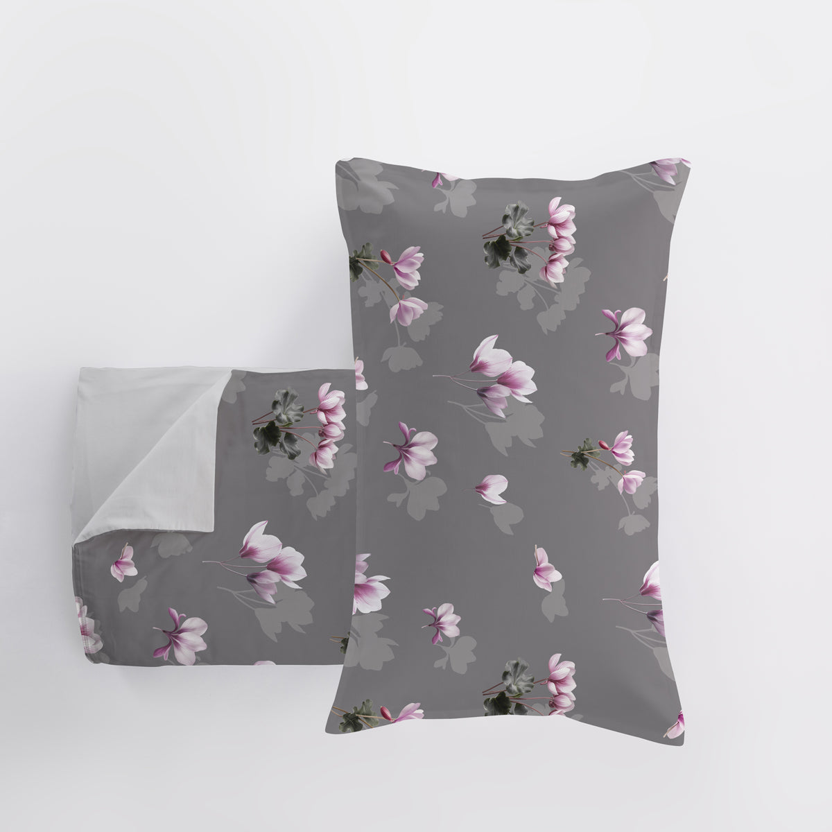 Parure Copripiumino in Raso Mindy colore grigio dettaglio