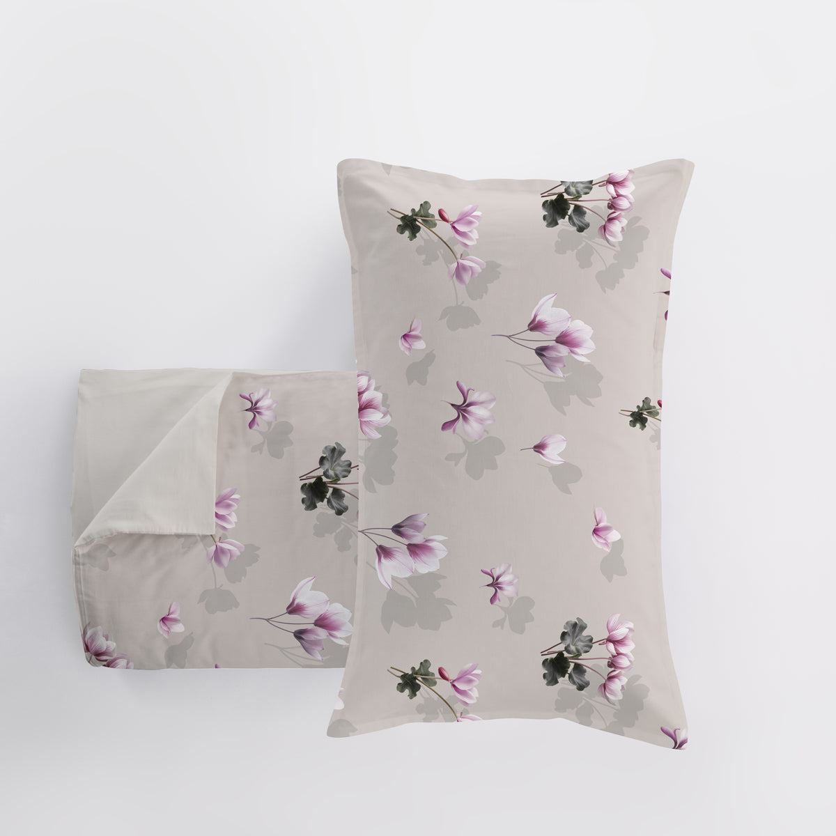 Parure Copripiumino in Raso Mindy colore pietra dettaglio